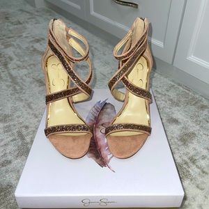 Jessica Simpson glitter champagne heeled sandal